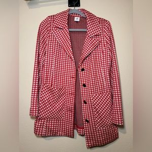 Red and white women’s houndstooth Cabi jacket